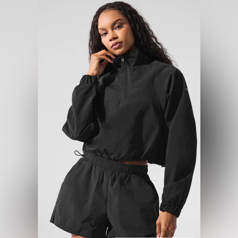 Alo Yoga Cropped 1/4 Zip Alumni Pullover Oversized S - Picture 2 of 11